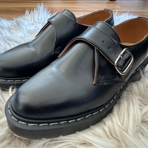 Solovair Black Hi-Shine Single Buckle Monk Shoe